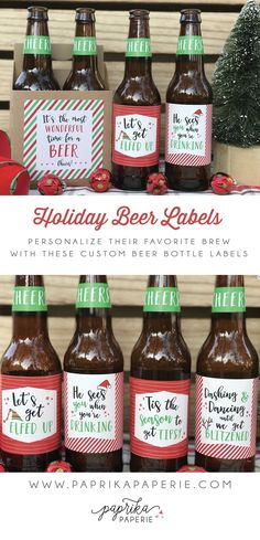 holiday beer labels with free printables on them