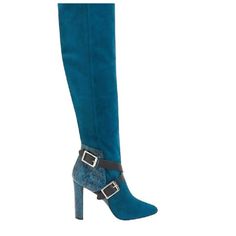 Purchased From Jimmy Choo Nyc Store Floor Display May Be Handled By Customers New Without Box Or Dust Bag An Knee High Suede Boot Makes Dramatic Impact In Many Ways, From The Leg-Lengthening Silhouette To The Distinctive Teal Hue. Crisscrossed Vachetta-Leather Ankle Straps And A Snakeskin-Wrapped Block Heel Provide Additional Standout Details. O3 3/4" Heel Oapprox 16" Boot Shaft; 14" Calf Circumference. Oside Zip Closure. Oleather And Genuine Snakeskin Upper/Leather Lining/Leather And Rubber Sole. Oby Jimmy Choo; Made In Italy. Elegant Blue Heeled Boots For Formal Occasions, Elegant Blue Formal Heeled Boots, Blue Leather Heeled Boots With Snip Toe, Fitted Blue Luxury Boots, Blue Leather Knee-high Heeled Boots, Elegant Blue Suede Boots, Formal Blue Leather Heeled Boots, Tall Tan Boots, Pointy Boots