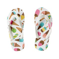 Ice Cream Flip Flops, Kids and Toddlers Kid's Flip Flops, Boy's, Size: Toddler 9/10, White Footbed Gender: male. Pretty Flip Flops, Baby Flip Flops, Theme Bedrooms, Personalized Flip Flops, Kids Flip Flops, Party Essentials, Barbie Diy, Beach Flip Flops, Summer Theme