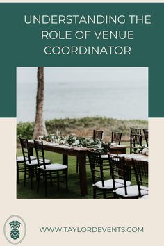 a table set up for an event with the words, understanding the role of venue coordination