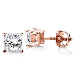 Item Code: 000202&#44 Princess Cut Diamond Earrings, Princess Cut Stud Earrings, Gold Diamond Earrings Studs, Princess Cut Gold, Rose Gold Earrings Studs, Yellow Gold Solitaire, White Gold Earrings Studs, White Gold Studs, Rose Gold Studs