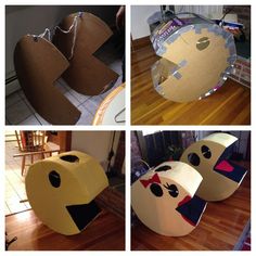 four different pictures of some kind of paper mache