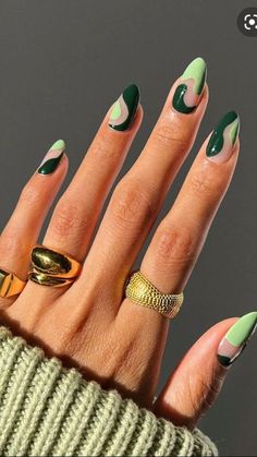 Green Nail Designs, Minimal Nails, Nail Swag, Nails 2024, Funky Nails, Pretty Acrylic Nails, Cool Nail Designs