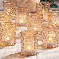 PRICES MAY VARY. 🌷GOLD VOTIVE CANDLE HOLDERS--Wedding decor: NITIME gold votive candle holders can perfectly decorate the wedding table. Putting candle holders with rhombus pattern on the wedding table will make your wedding look more gorgeous. The light refracted by the champagne golden candle holders can bring warm and romantic atmosphere to the wedding. 🌷TEALIGHT CANDLE HOLDERS--Size: The gold votive candle holders is about 2.1"D *2.6"H. The capacity of the candle holders is 3 oz, suitable Round Table Centerpieces Wedding Simple Candle Holders, Gold Candle Holder Centerpieces Rustic, Candle Table Centwe, Tea Candle Holders Wedding, Flameless Votive Candles Wedding, Wedding Fake Candle Centerpieces, Boho Candle Holders Wedding, Gold Candles Holder, Wedding Tablescape Candle