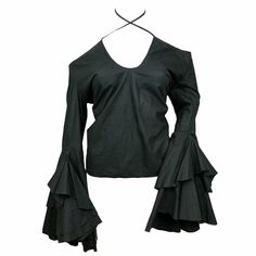 Vintage Alexander Mcqueen, Bell Sleeves Top, 00s Style, Fire Fits, Black Halter, Style Clothes, Halter Neck Top