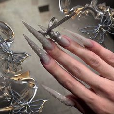 Sharp Nails, Makeup Nails Art, Edgy Nails, Goth Nails, Crazy Nails, Sparkly Nails, Nails Desing