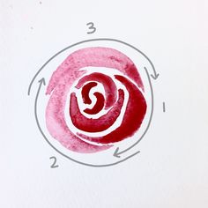 a drawing of a red rose with the letter s in it's center on a white background