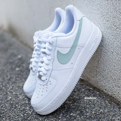 Air Force 1 Color Swoosh custom sneakers - unisex verdigris personalized by hand Professional leather paint (Angelus) which is water resistant Authentic & new item, sold in its original packaging. Customs are made to order; it will not be possible to make a return/refund. Do not hesitate to contact me if you have any questions 😊 FREE DELIVERY IN FRANCE TO THE NEAREST RELAY POINT TO YOU. Nike Unisex Shoes, Nike Air Force Colors, Cute Nike Air Force 1, Cute Air Forces, Nike Air Force 1 Women, Womens Nikes, Shoes Nike Women, Shoes For Women Sneakers, Nike Air Forces