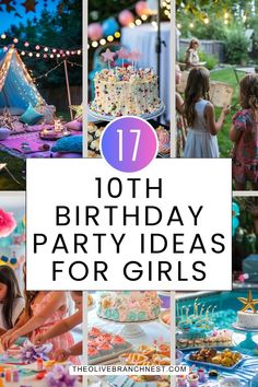 a collage of birthday party ideas for girls