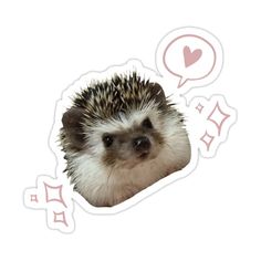 a hedgehog sticker with an i love speech bubble above it's head