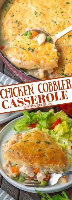 Chicken cobbler casserole in a dish pinterest pin. Chicken Cobbler Casserole, Tiktok Chicken, Chicken Cobbler, Biscuit Crust, Cheesy Biscuit, Biscuit Dough, Viral On Tiktok, Top Tv, Chicken Pot Pie Recipes