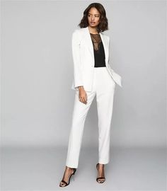 REISS Leigh Wool Blend White Tuxedo Blazer RRP £250 | eBay Suit Costume Women, Average Wedding Dress Cost, White Blazer Outfits, White Wedding Suit, How To Wear Blazers, Bridal Suits, Suit Costume, Blazer White, White Tuxedo