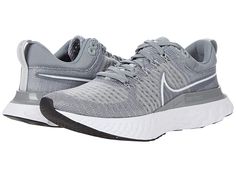 Nike React Infinity Run Flyknit 2 - Men's Shoes : Particle Grey/White/Grey Fog/Black : Go the extra mile in the Nike React Infinity Run Flyknit 2 in a lightweight design that is strong and durable, keeping your foot secure with each mile. Lace-up vamp. Round toe. Cushioned collar for added comfort. Wide shape gives a more stable ride. Pull tab in back for easy on-off access. Branding on tongue and upper. Upper made from textile and synthetic material. Lining and insole made out of textile materi Nike React Infinity Run Flyknit, Nike React Infinity Run, Extra Mile, Nike React, Pull Tab, Nike Free, Nike Men, Grey And White, Sneakers Nike