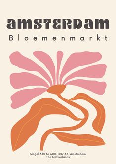 an orange and pink flower with the words amsterdam bloemenmarkt on it