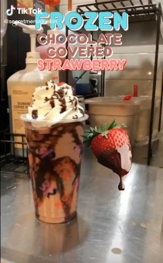 there is a frozen chocolate covered strawberry drink