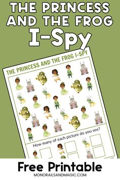 the princess and the frog i - spy game with free printable