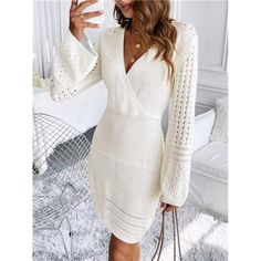 -Item Id 38281907 -Color: White -Sleeve Length: Long Sleeve -Length: Short -Fit Type: Slim Fit -Fabric: Medium Stretch -Material: Knitwear -Composition: 100% Acrylic -Care Instructions: Machine Wash Or Professional Dry Clean -Temperature: Spring/Fall (18-25/63-77) -Sheer: Semi-Sheer **Open To Offers!!!** **Bundle To Save More** **30% Off Bundles Of 2 Or More Items!!** ***Orders Go Out Within 5-10 Business Days!! Thank You For Your Patience!! Multiple Sizes And Colors Available In Most Styles Don Hollow Out Sweater, Classy Chic, Fabric Medium, Chic Boutique, Boutique Dresses, Go Out, Fashion Online Shop, All Fashion, Sweater Dress