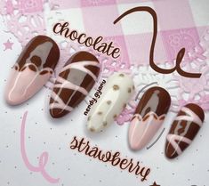 Strawberry Nail, Chocolate Drizzle, Chocolate Strawberry, Nail Plate, Kawaii Nails, Dream Nails, Mock Ups