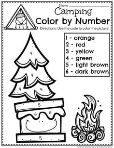 the camping color by number worksheet