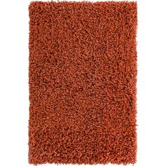 an orange shaggy rug on a white background with no one in the room to see it