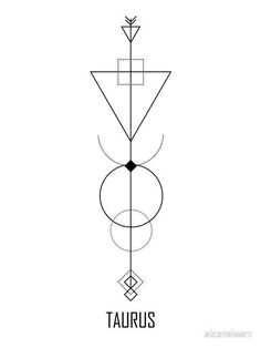 the symbol for taurus is shown in black and white