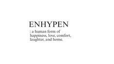 the words enhypen are written in black and white on a white background,