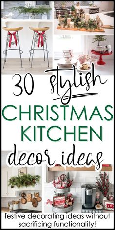 christmas kitchen decor ideas with text overlay