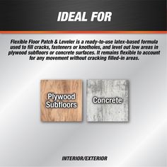 an advertisement for wood flooring products with the words'ideal for'in black and white