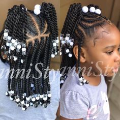 Braids And Beads, Cabello Afro Natural, Lil Girl Hairstyles, Kid Braid Styles, Natural Hairstyles For Kids, Girls Natural Hairstyles, Girls Hairstyles Braids