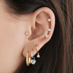 Studs on Instagram: "This Valentine's season, there are no mixed feelings, just mixed metals 🥰 Stack your Earscape® with alternating gold and silver styles for a fun twist ✨" Mixed Gold And Silver Ear Piercings, Mixed Metal Earscapes, Silver And Gold Piercings, Gold And Silver Jewelry Together Ear, Mix Gold And Silver Earrings, Mixing Metals Earrings, Silver And Gold Earrings Mixing, Earring Stacks Mixed Metal, Silver And Gold Jewelry Mixing Aesthetic