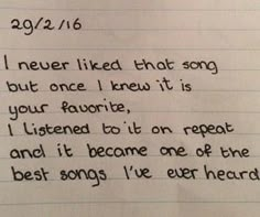 a note written to someone about their song