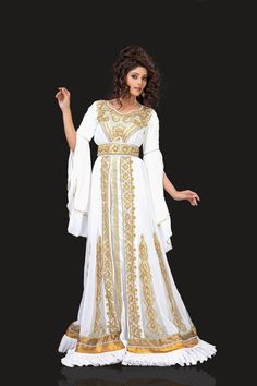 Iranian Dress, Types Of Women Dresses, Kaftan Wedding Dress, Arabic Kaftan, Moroccan Kaftan Dress, White Kaftan, Kaftan Gown, Arabic Dress, Kaftan Dresses