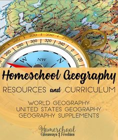 a map with a compass on it and the words homeschool geography resources and curriculum