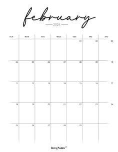 a calendar with the word february written in cursive writing on it and an image of