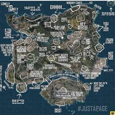 a large map with lots of locations and names on the top one is for each location