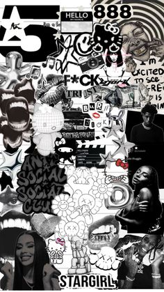 a collage of black and white images with the words stargirl written on them