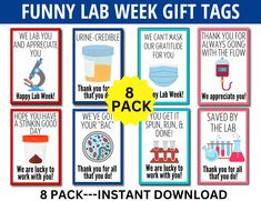 8 funny lab week gift tags for kids to use in the classroom or at home