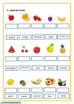 fruit and vegetables worksheet for kids to learn the letter i, with pictures