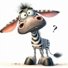 a zebra is standing in front of a question mark