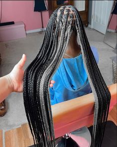 Black And Platinum Knotless Braids, Gray Peekaboo Braids, Grey Peekaboo Knotless Braids, Black And Grey Peekaboo Braids, Silver Peekaboo Braids, Grey Peekaboo Braids, Peekaboo Hair Color Black Women Braids, Peekaboo Hair Color Box Braids, White Peekaboo Braids