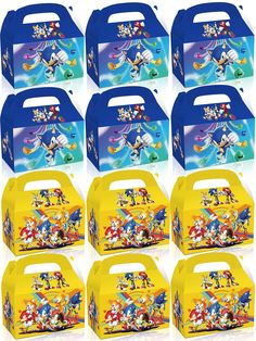 sonic the hedgehog lunch boxes with lids and handles, 12 - pack for 8