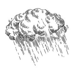 an ink drawing of a cloud in the rain