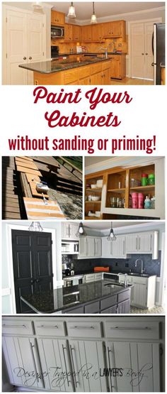 kitchen cabinets with the words learn to paint kitchen cabinets without losing your mind