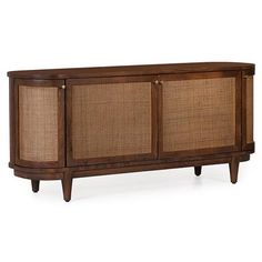 the sideboard is made out of wood and wicker