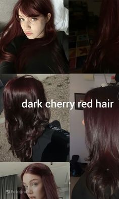 Dark Red Black Hair, Dark Cherry Red Hair, Long Hair Color Ideas, Dark Cherry Red, Soft Balayage, Cherry Red Hair, Wine Red Hair