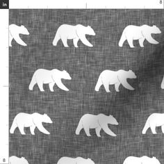 white polar bears on blue linen fabric for wallpaper or upholstering,