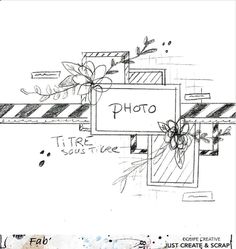 a drawing of a sign that says photo and some writing on the side of it