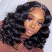 Lace Front Wigs | Deep Wave Hair | Closure Wigs -Alipearl Hair Kręcony Bob, Brazilian Loose Wave, Loose Deep Wave, Corte Bob, Curly Bob Wigs, Loose Waves Hair, Virgin Hair Wigs, Bob Lace Front Wigs, Body Wave Wig