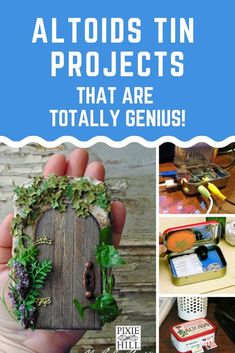 there is a collage of photos with the words altoids tin projects that are totally genius