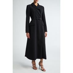 "Find EMILIA WICKSTEAD Kalonice Long Sleeve Belted Midi Coatdress on Editorialist. Wickstead displays her sharp tailoring skills on this coatdress crafted from stretch cotton and featuring a hidden-button placket and a waist-defining belt. 49 1/2\" length (size 18UK) Hidden-button placket Notched lapels Long sleeves Front flap pockets Removable belt Lined 95% polyester, 5% elastane Dry clean Made in the UK Designer Clothing" Emilia Wickstead, Black Coat, Flap Pocket, Button Placket, Stretch Cotton, Coat Dress, Royal Family, Dry Clean, Top Brands